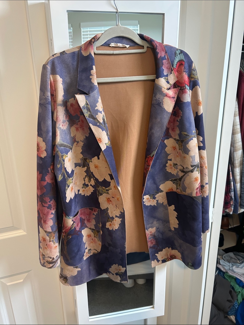 Solitaire Floral Print Open-Front Blazer Jacket - Navy Floral